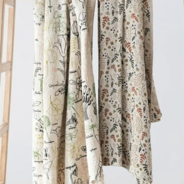 Woven Cotton Throw - Floral