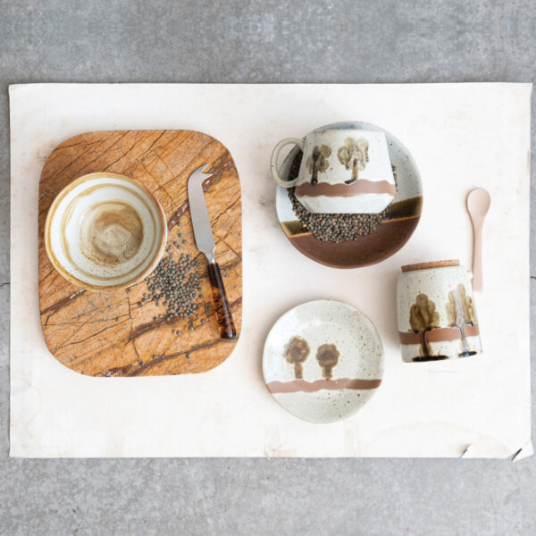 Hand-Painted Stoneware Mug w/Trees