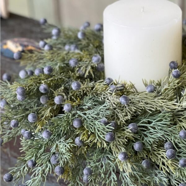 Frosted Juniper Candle Ring | 18" (6" Inner)